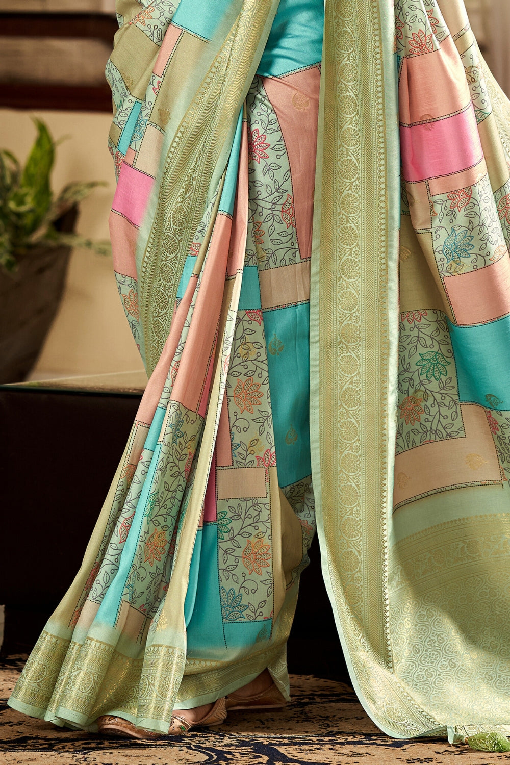 Multi Soft Silk with Beautiful Water color type of Digital Print Saree