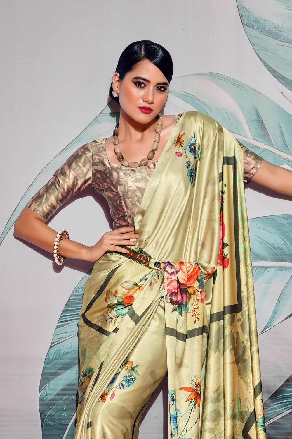 Multi SOFT SATIN SILK Saree