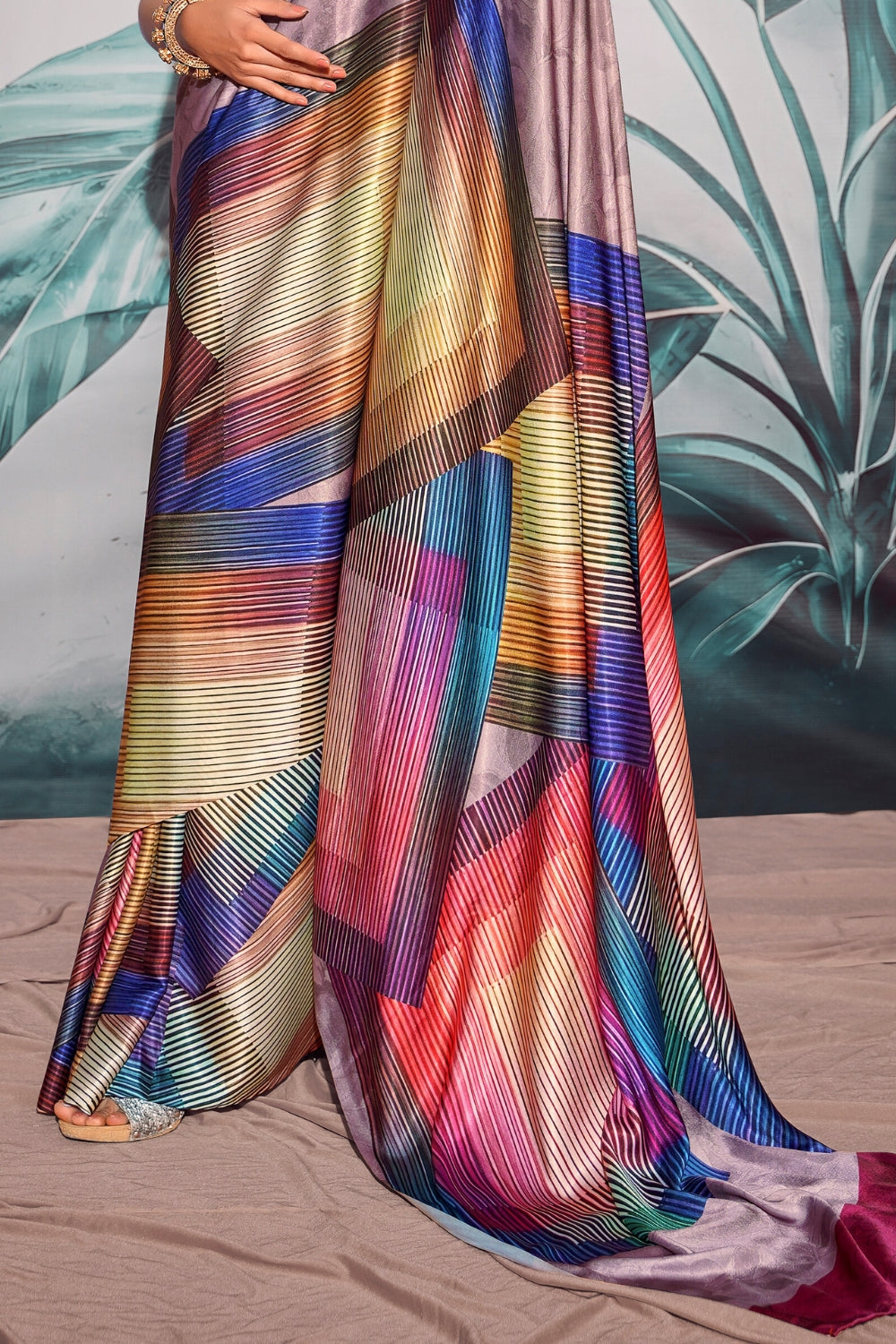 Multi SOFT SATIN SILK Saree