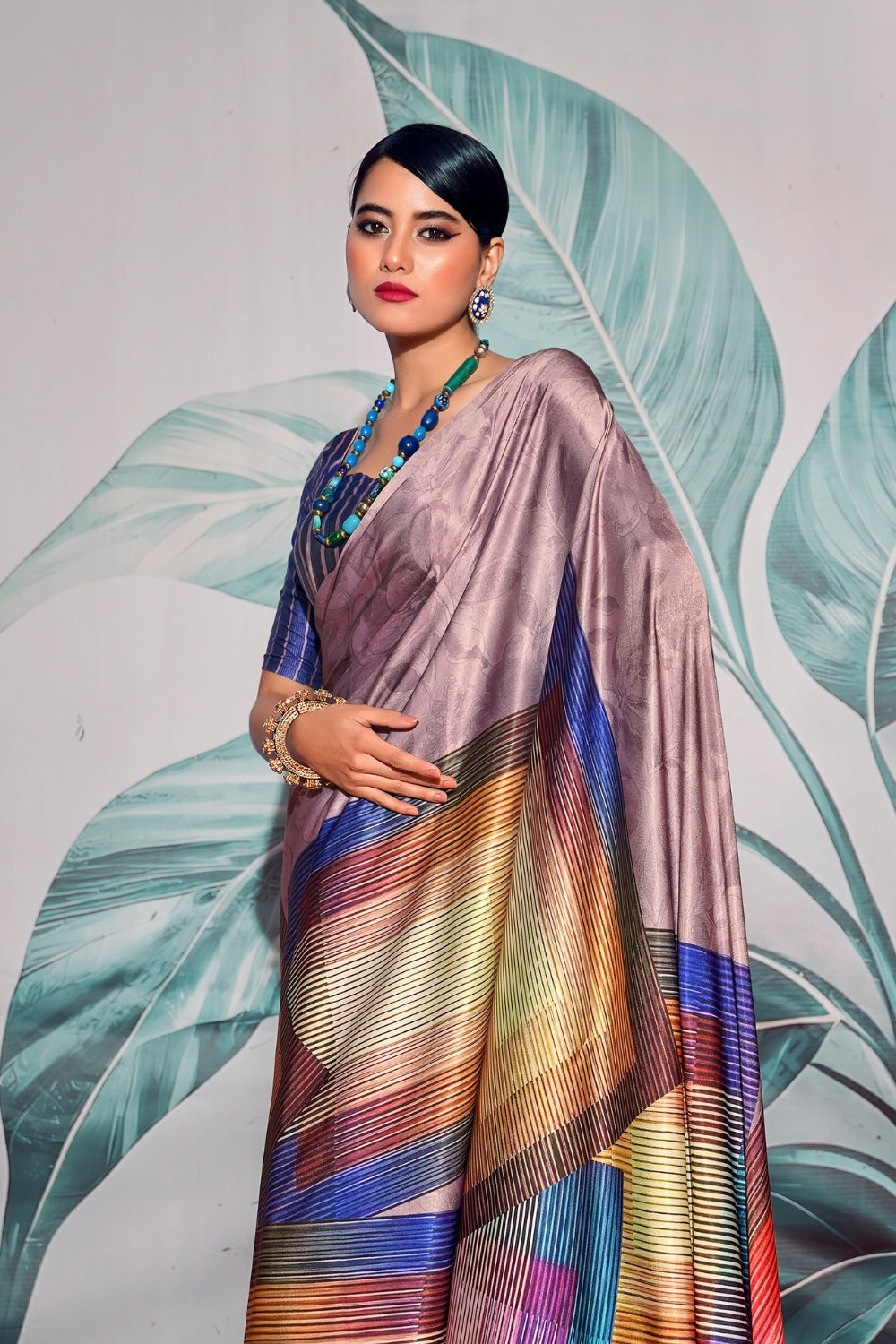 Multi SOFT SATIN SILK Saree