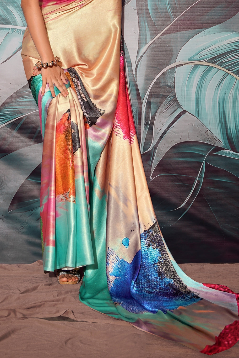 Multi SOFT SATIN SILK Saree