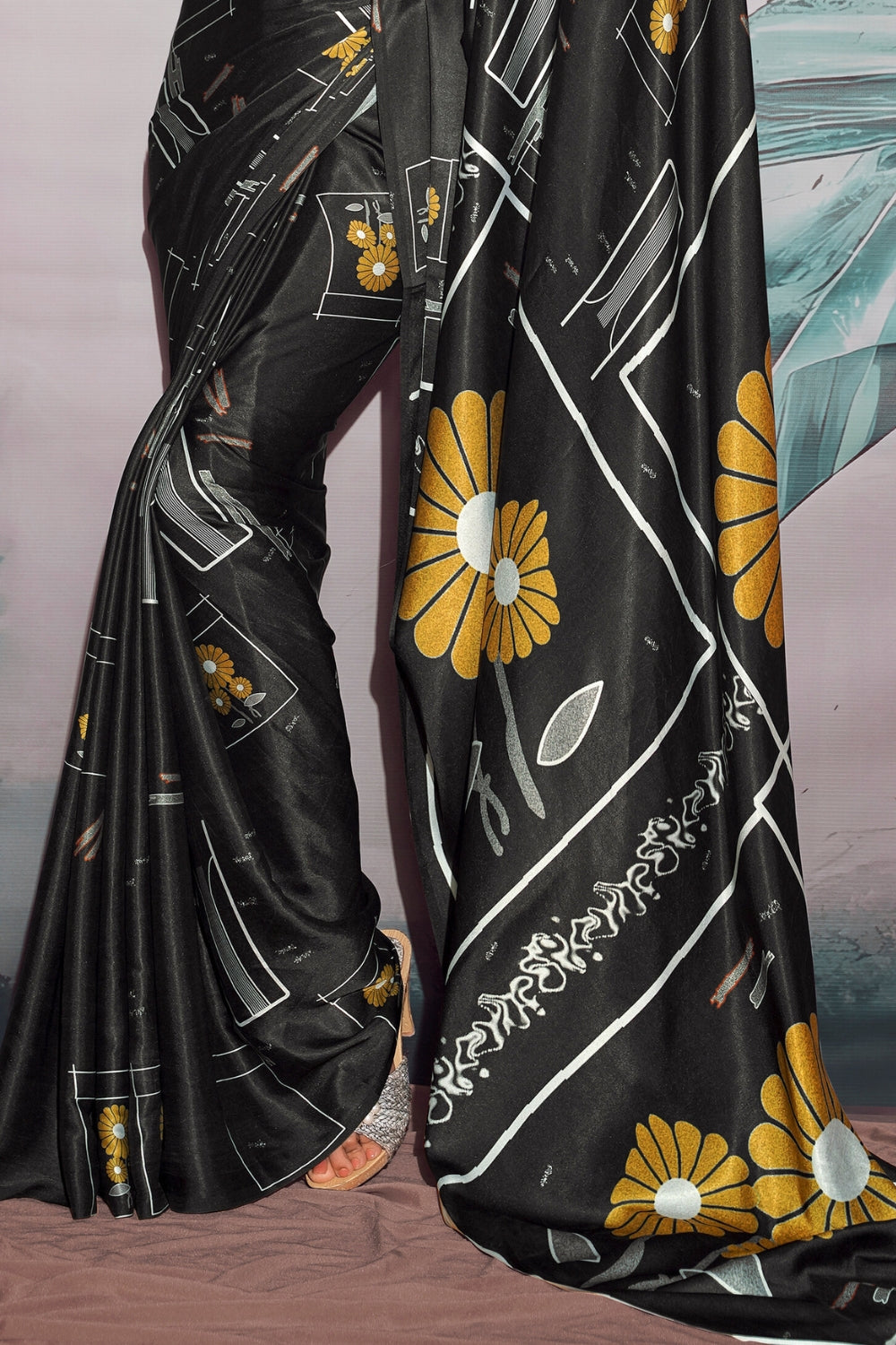 Multi SOFT SATIN SILK Saree