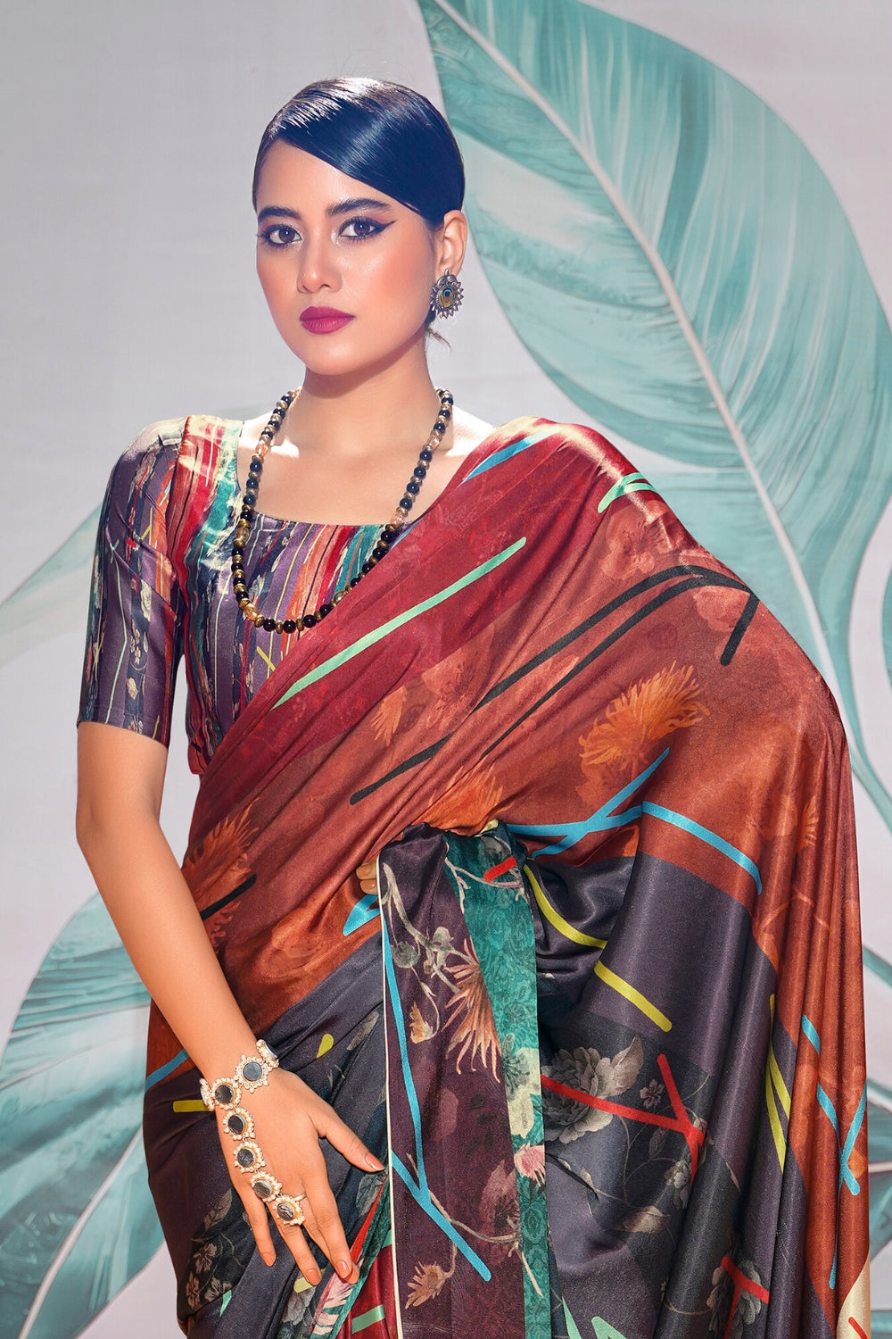 Multi SOFT SATIN SILK Saree