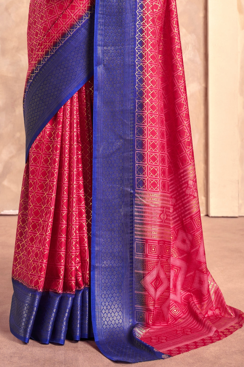 Pink Soft Dola With Foil Print Saree