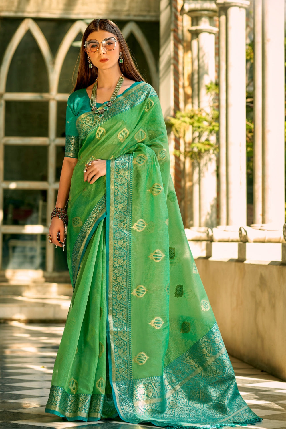 Green Tissue Silk Saree