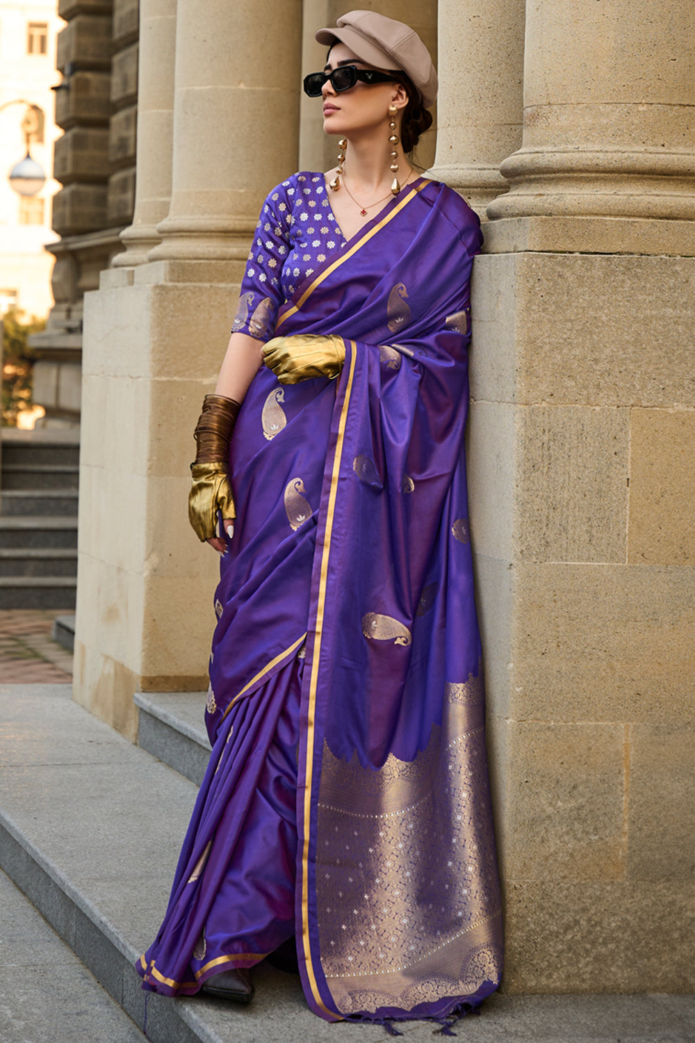 Purple Banarasi Silk Saree