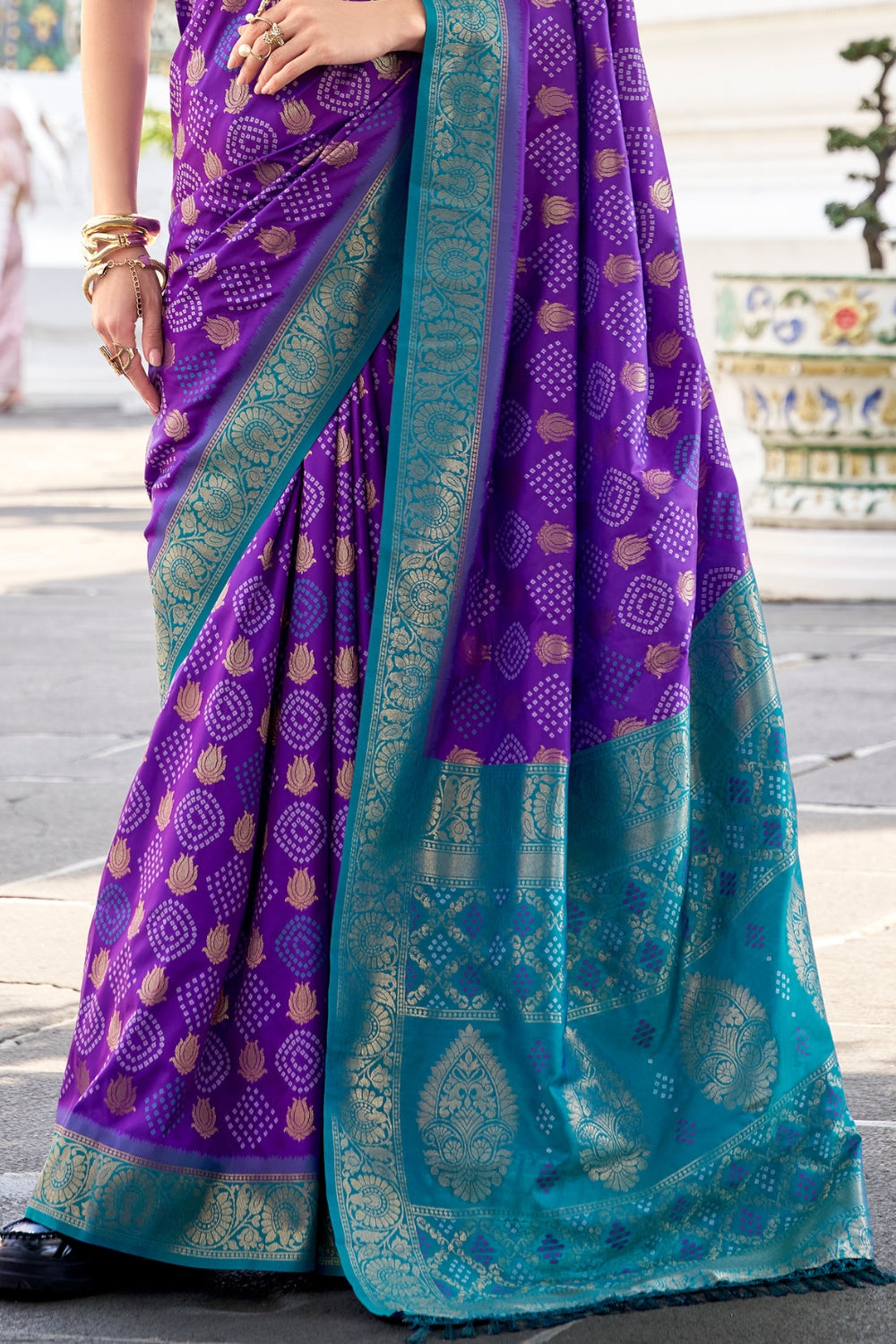 Blue Soft Banarasi Bandhani Silk Saree