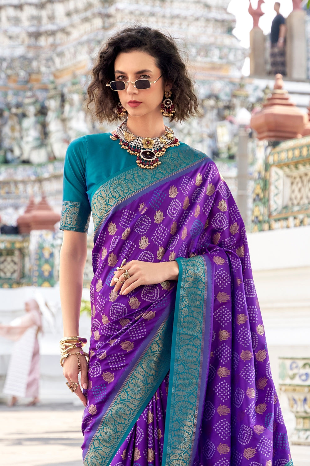 Blue Soft Banarasi Bandhani Silk Saree