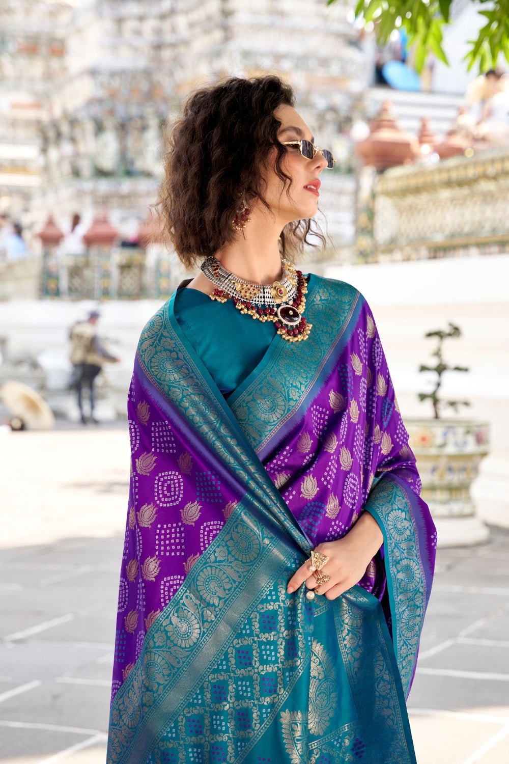 Blue Soft Banarasi Bandhani Silk Saree