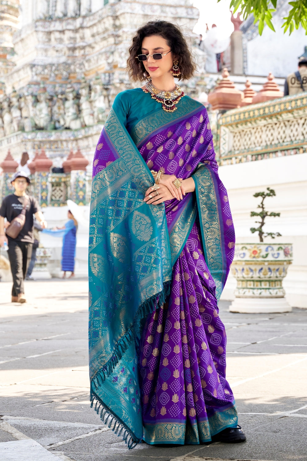 Blue Soft Banarasi Bandhani Silk Saree