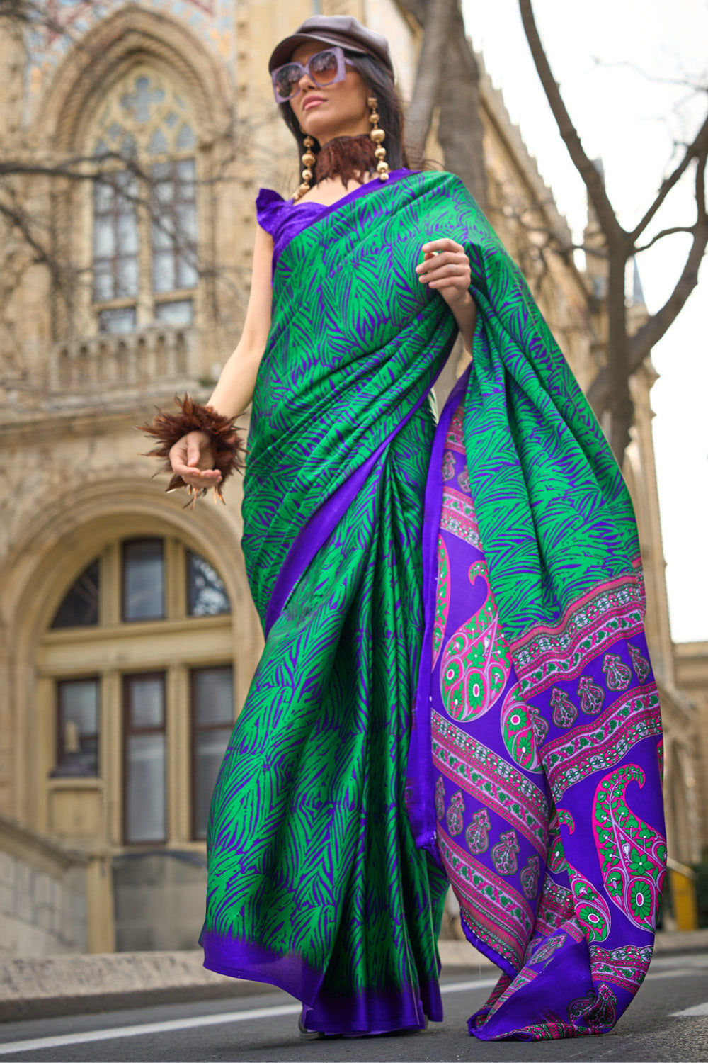 Multicolor Satin Silk Saree