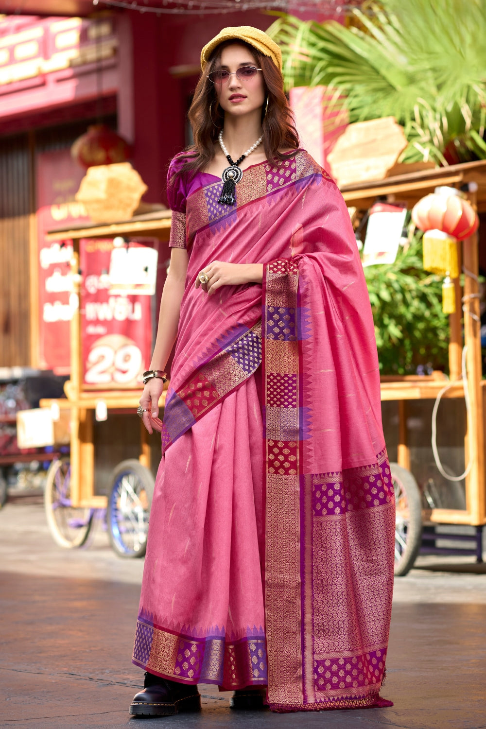 Pink Banarasi Silk Saree