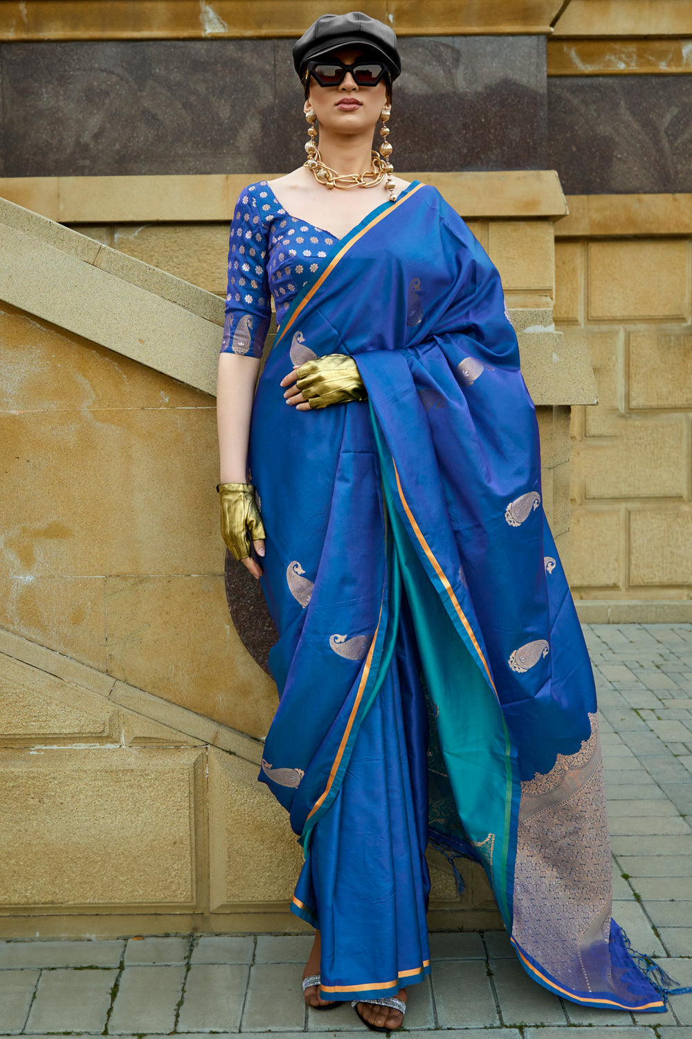 Blue Banarasi Silk Saree