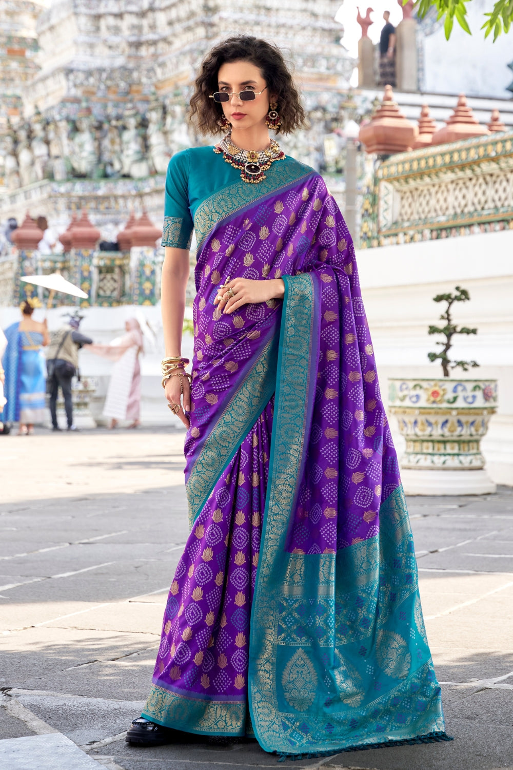 Blue Soft Banarasi Bandhani Silk Saree