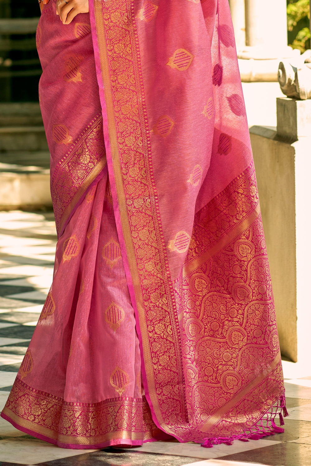 Magenta Tissue Silk Saree