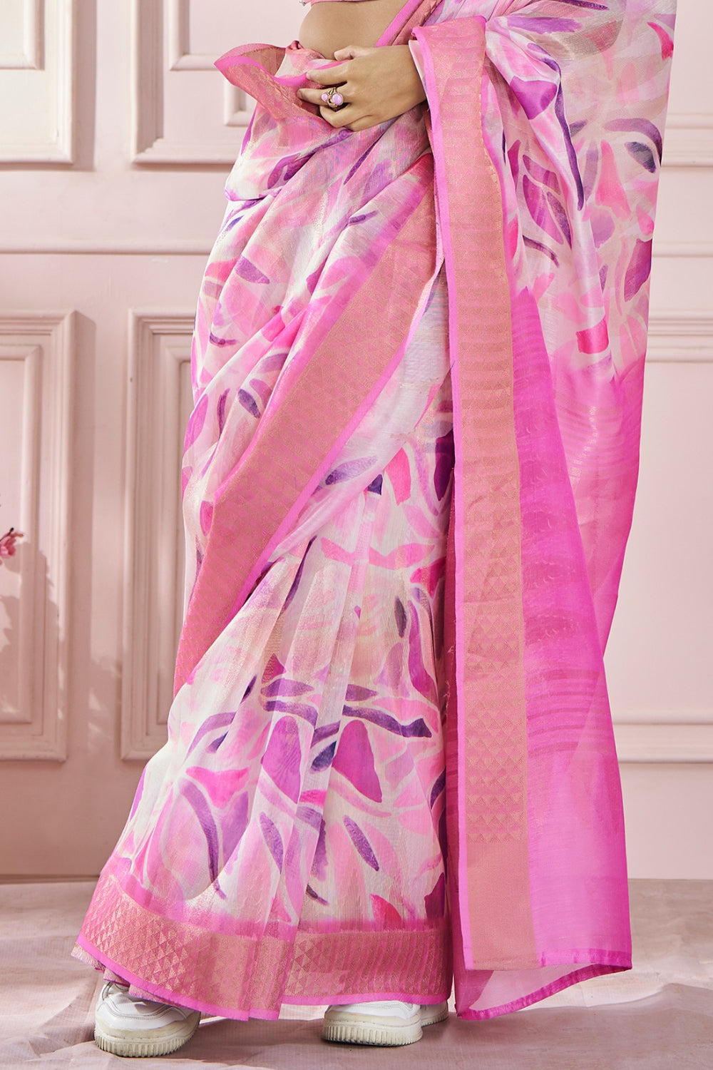 Pink Digital Print Saree