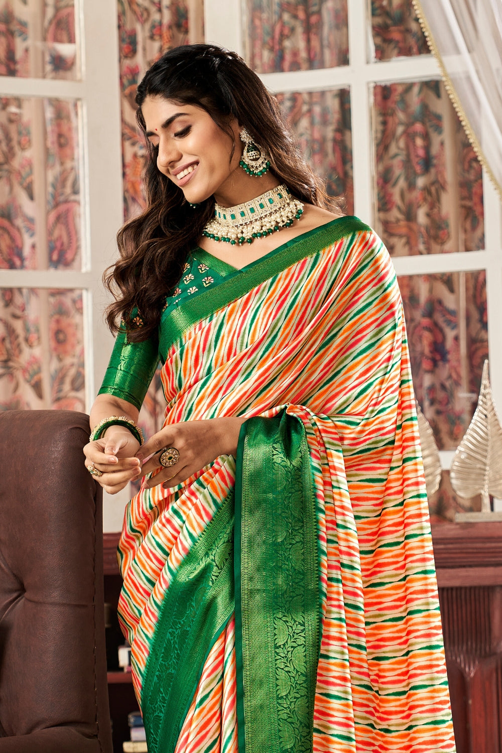 Multi Pure Satin Digital Saree