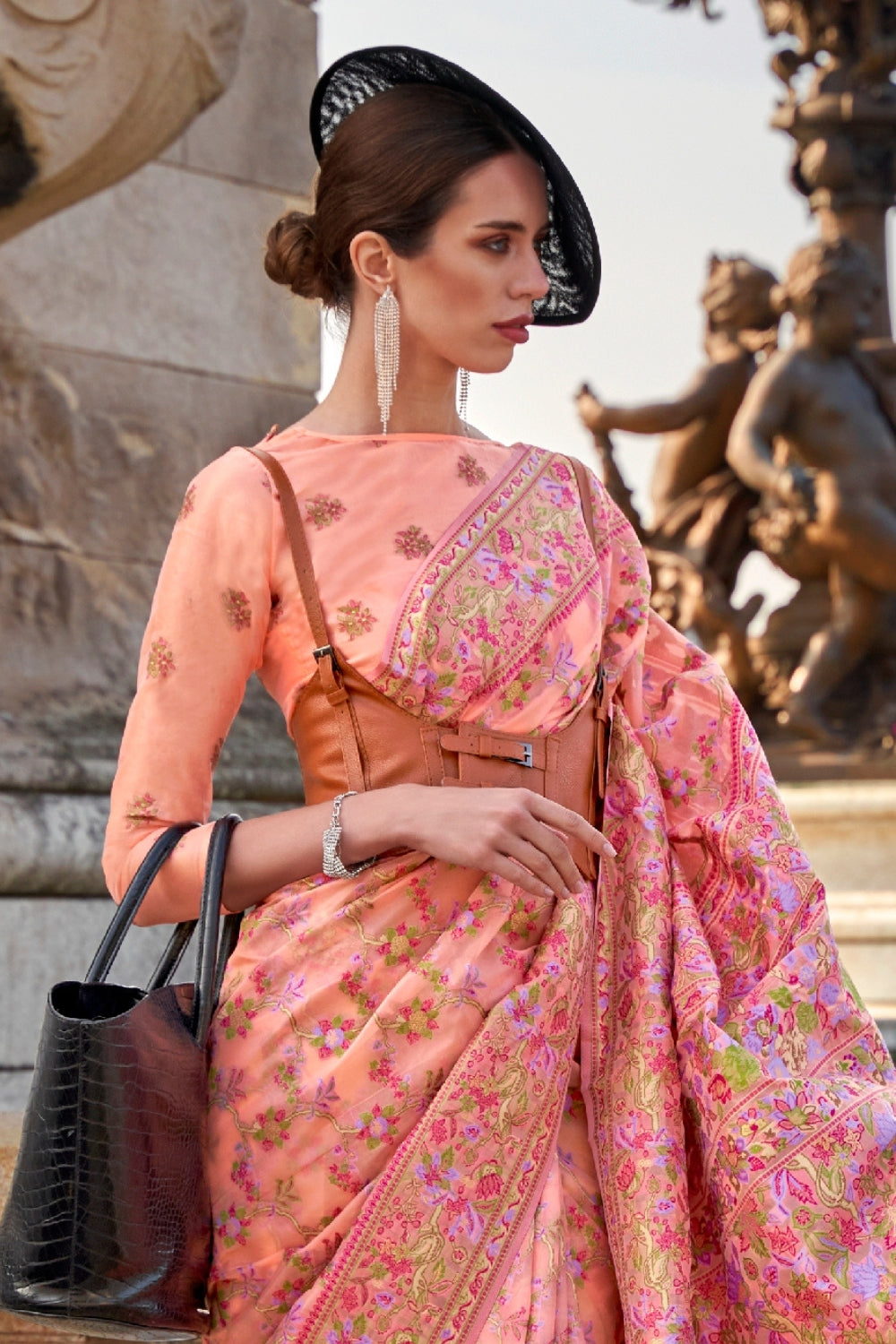 Peach Organza Saree