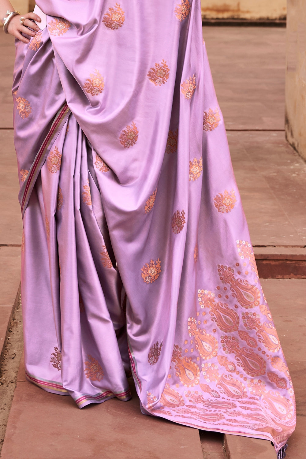 Purple Satin Saree