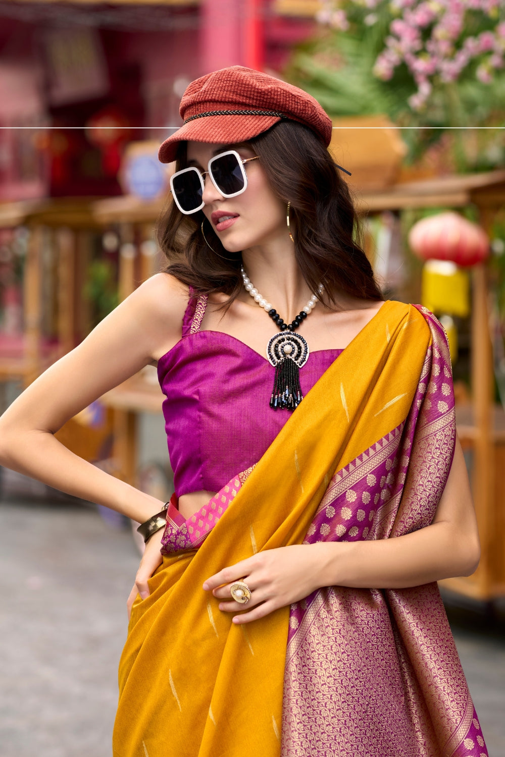 Yellow Banarasi Silk Saree