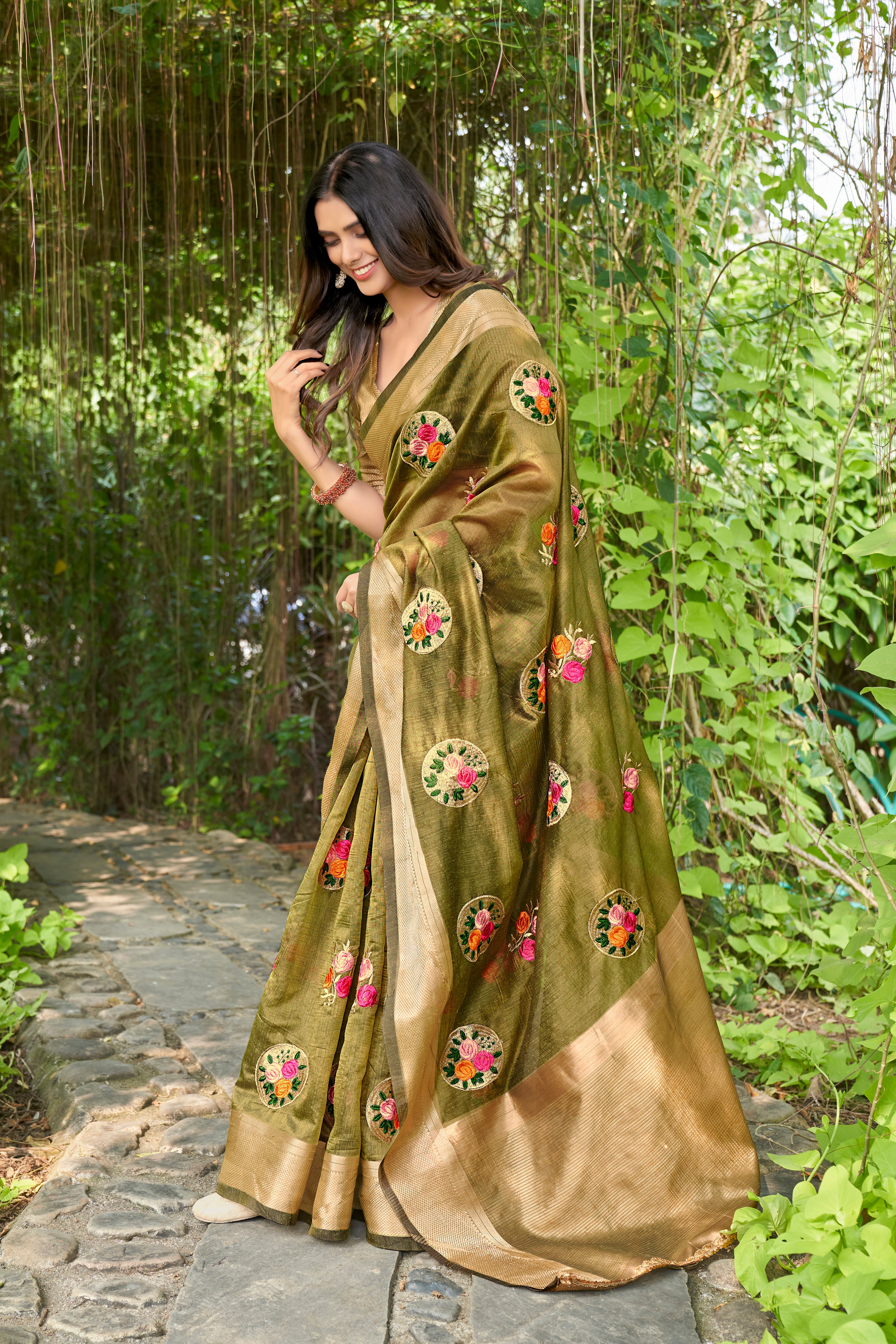 RAMA Cotton  Saree With Cotton Zari  Blouse