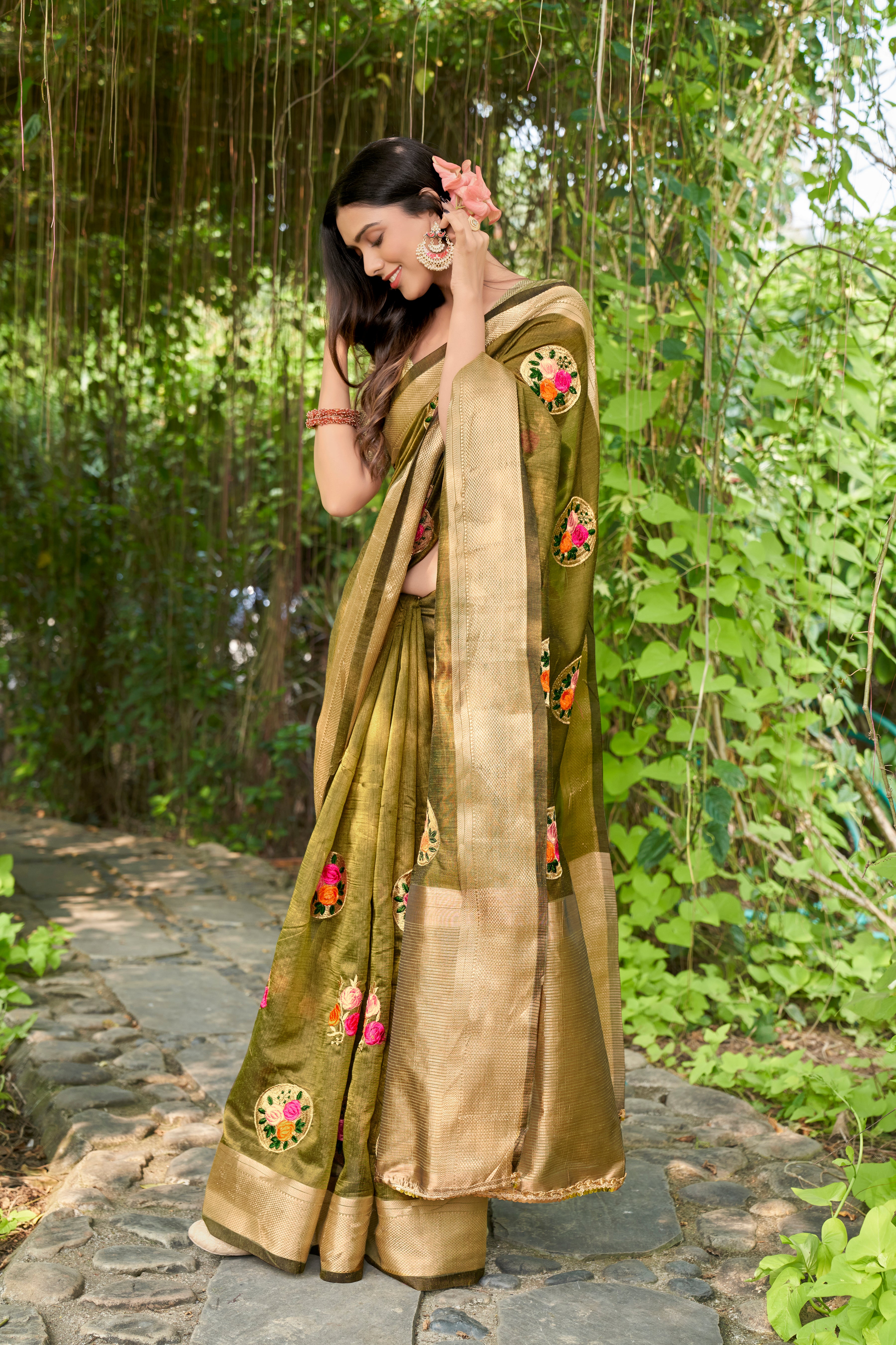 RAMA Cotton  Saree With Cotton Zari  Blouse