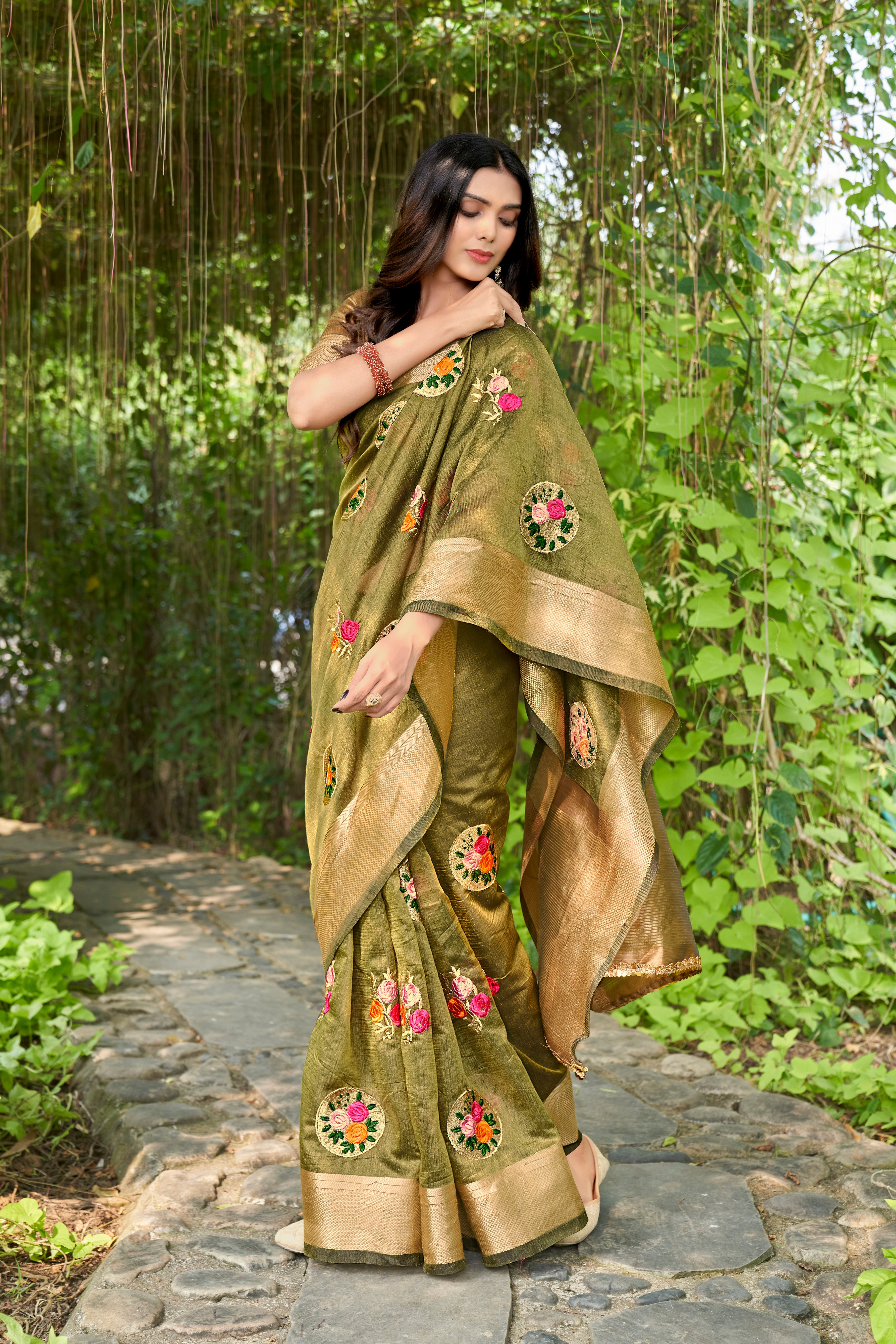 RAMA Cotton  Saree With Cotton Zari  Blouse