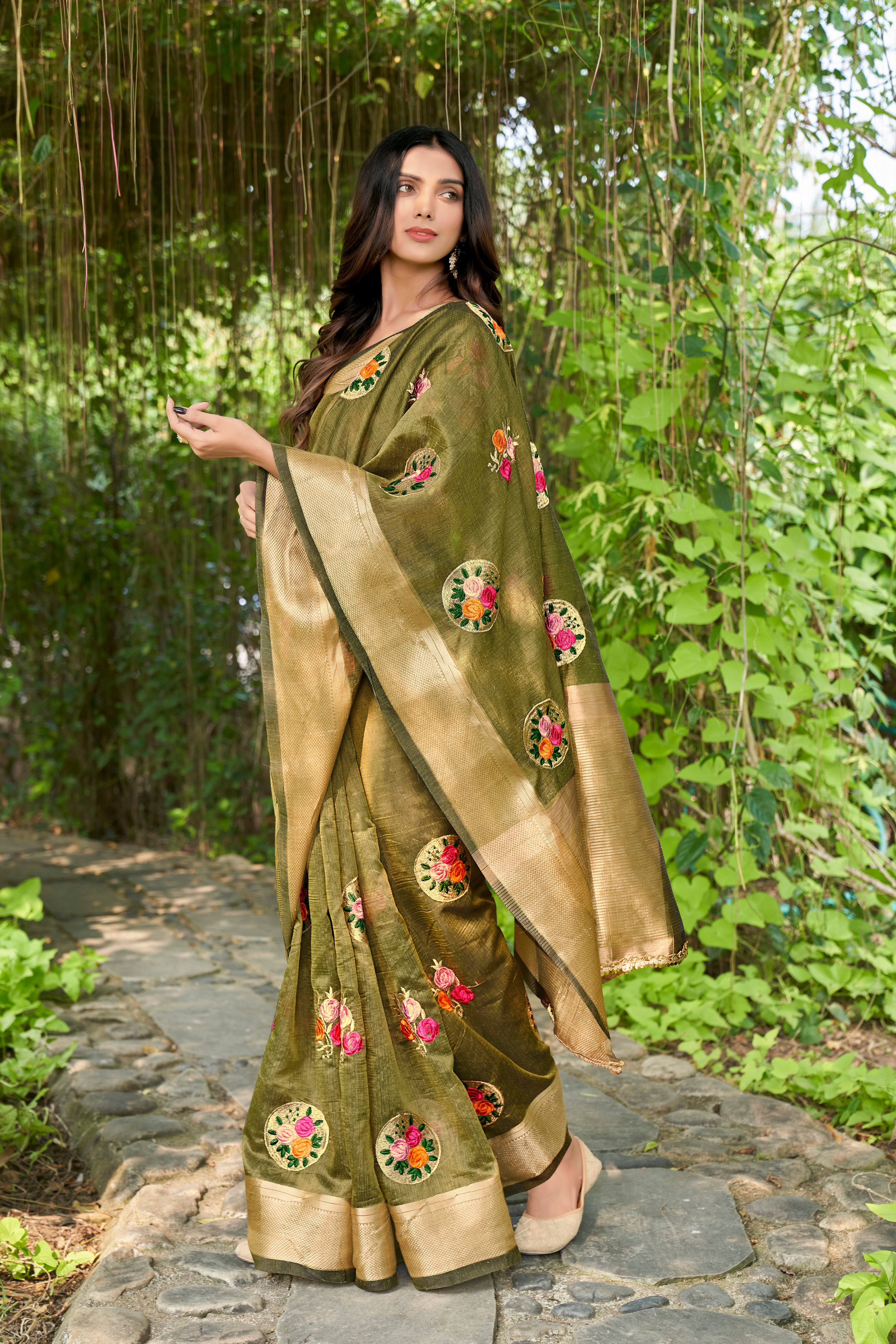 RAMA Cotton  Saree With Cotton Zari  Blouse