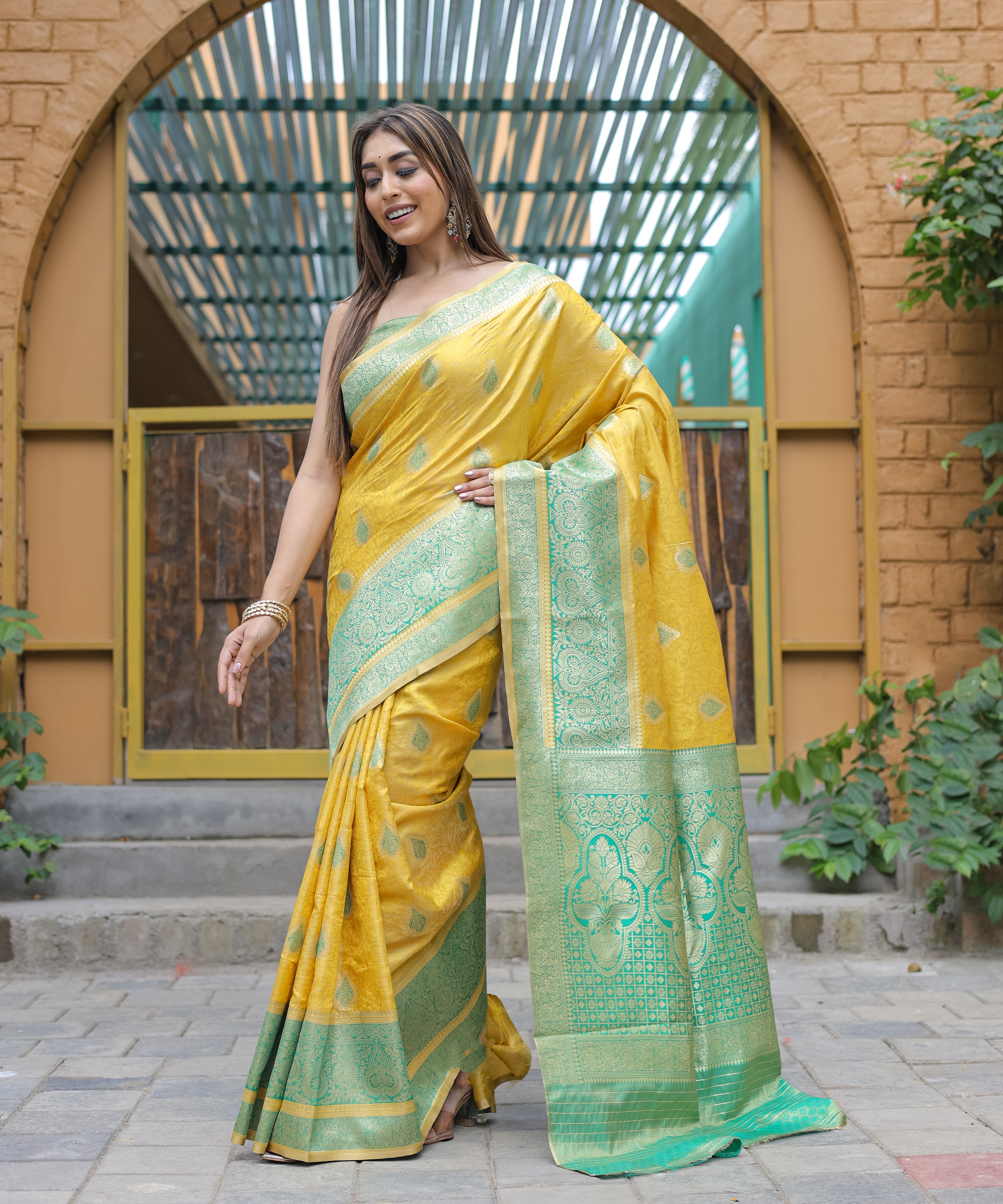 Yellow Soft Silk Saree With Soft Silk Blouse