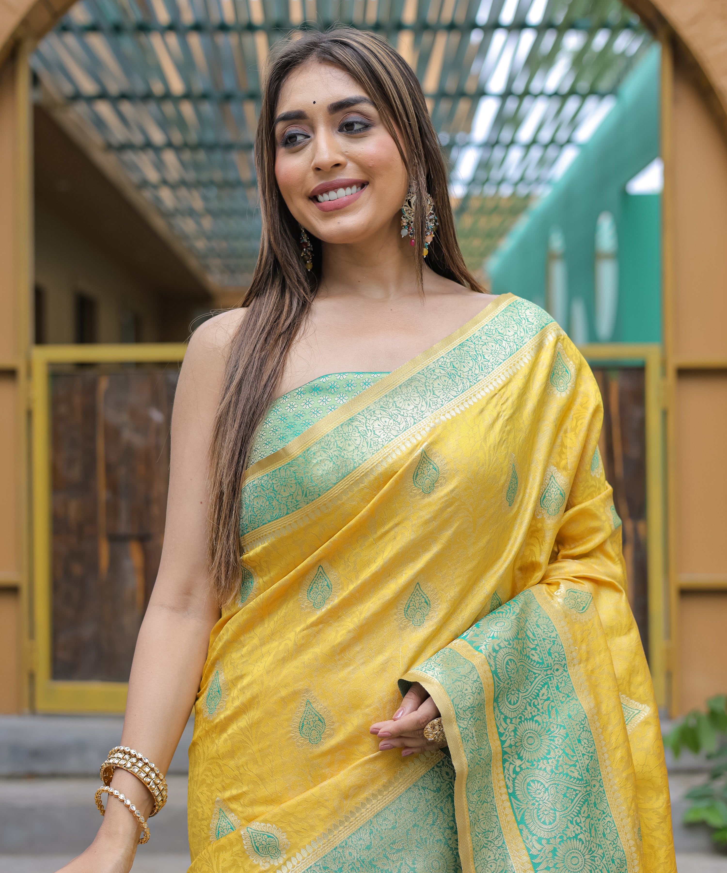 Yellow Soft Silk Saree With Soft Silk Blouse