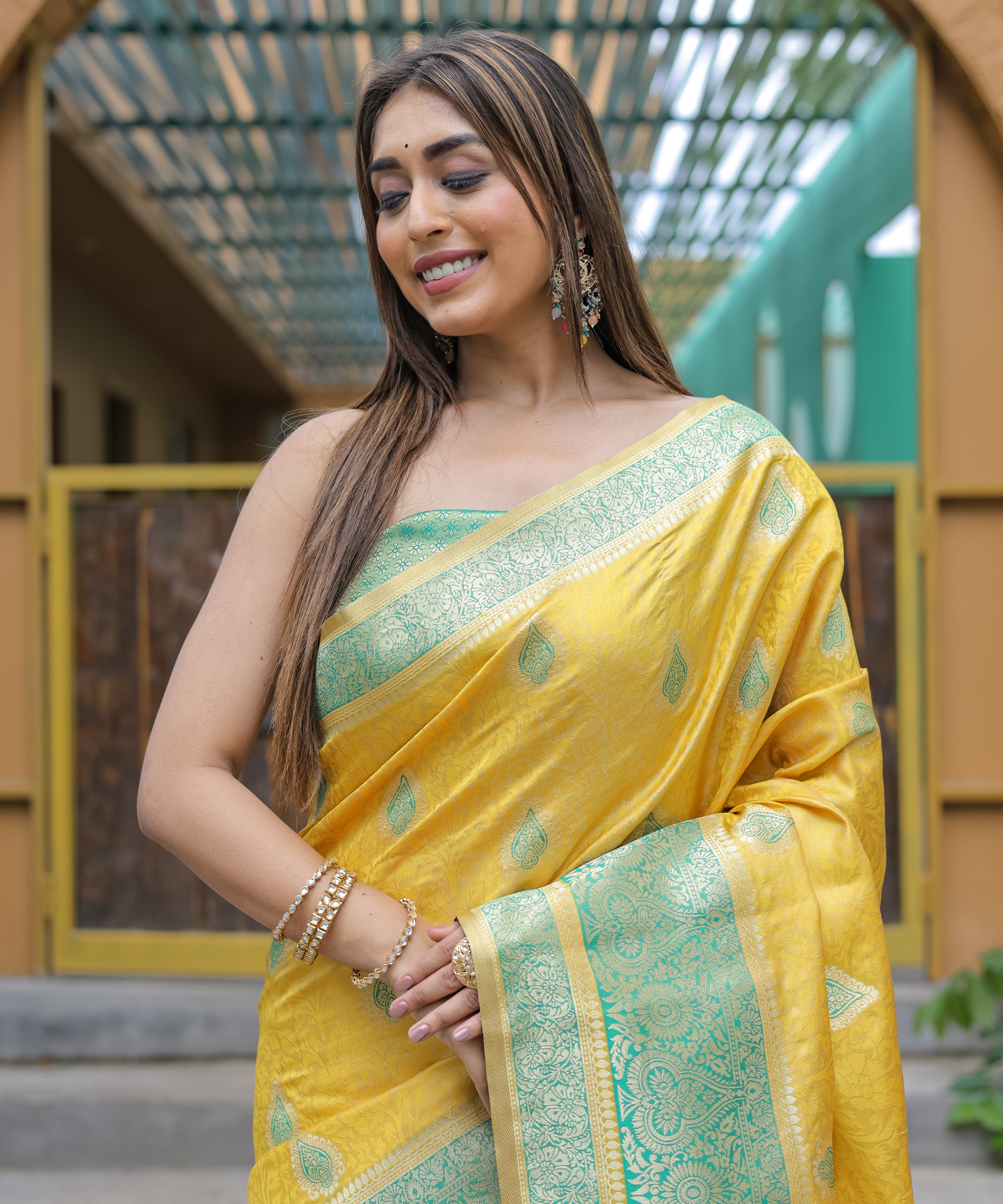 Yellow Soft Silk Saree With Soft Silk Blouse