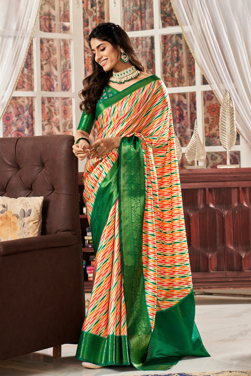 Multi Pure Satin Digital Saree