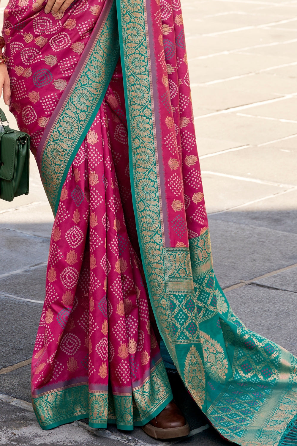 Maroon Soft Banarasi Bandhani Silk Saree