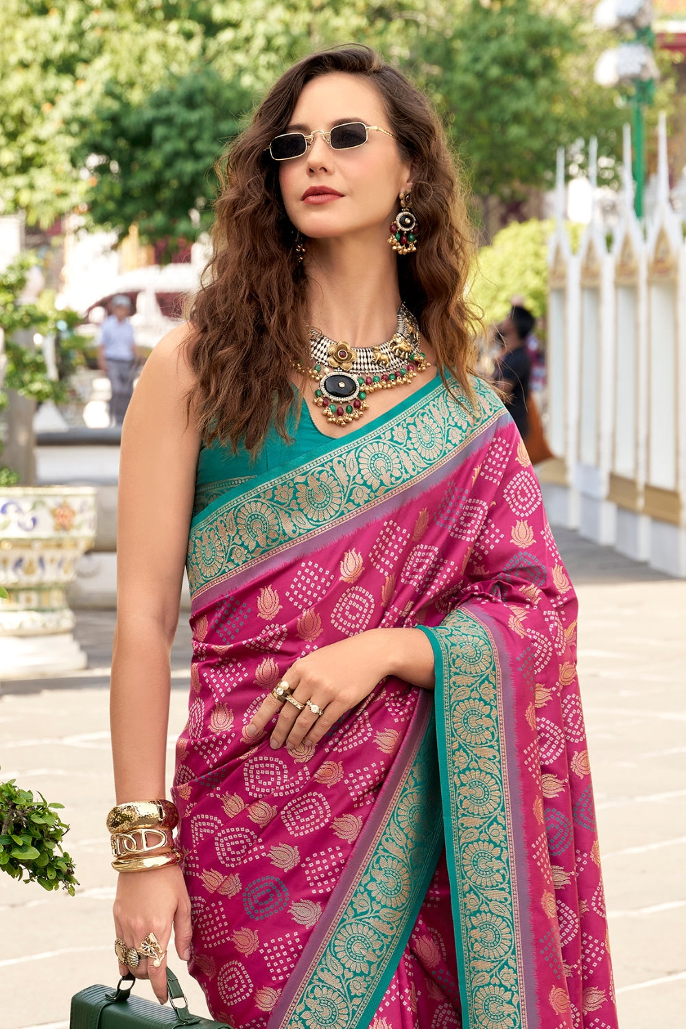 Maroon Soft Banarasi Bandhani Silk Saree