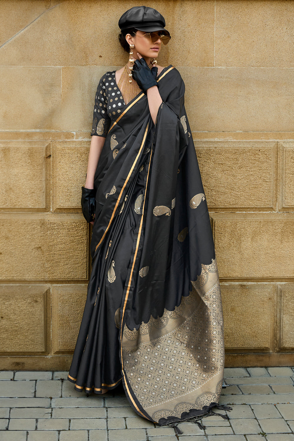 Black Banarasi Silk Saree