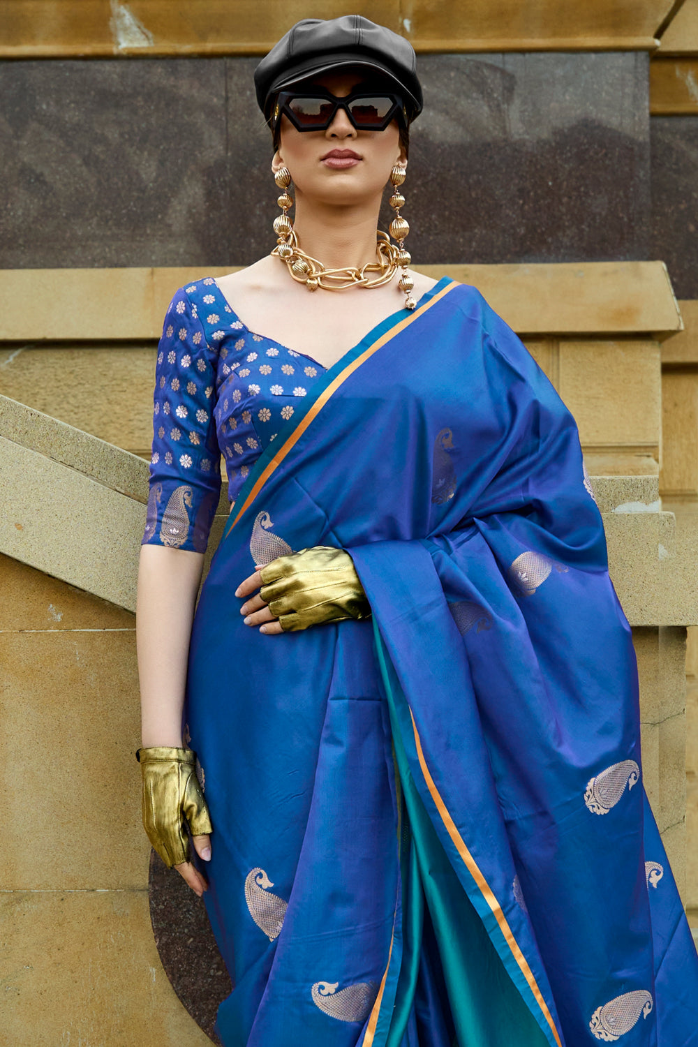 Blue Banarasi Silk Saree