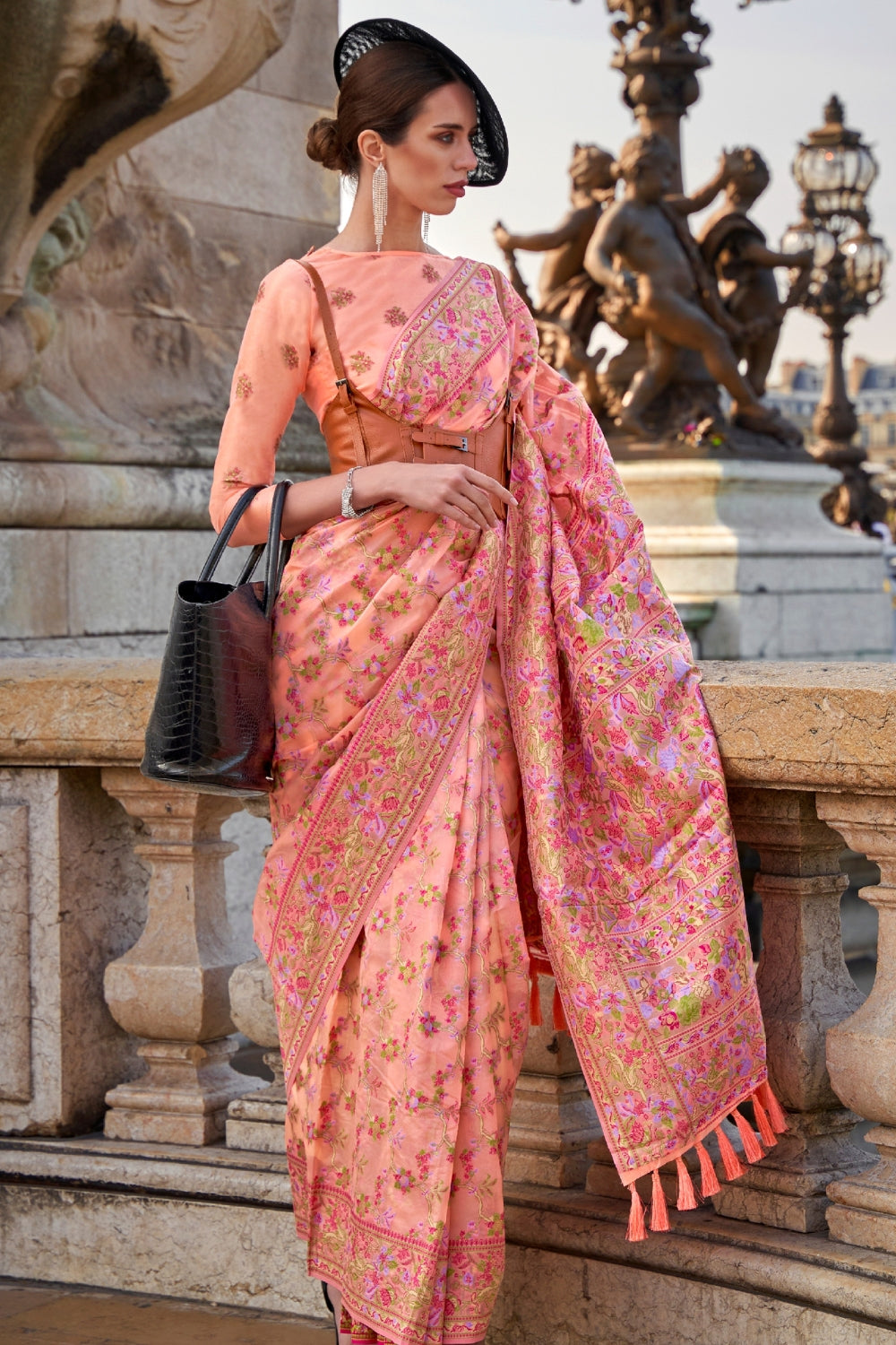 Peach Organza Saree