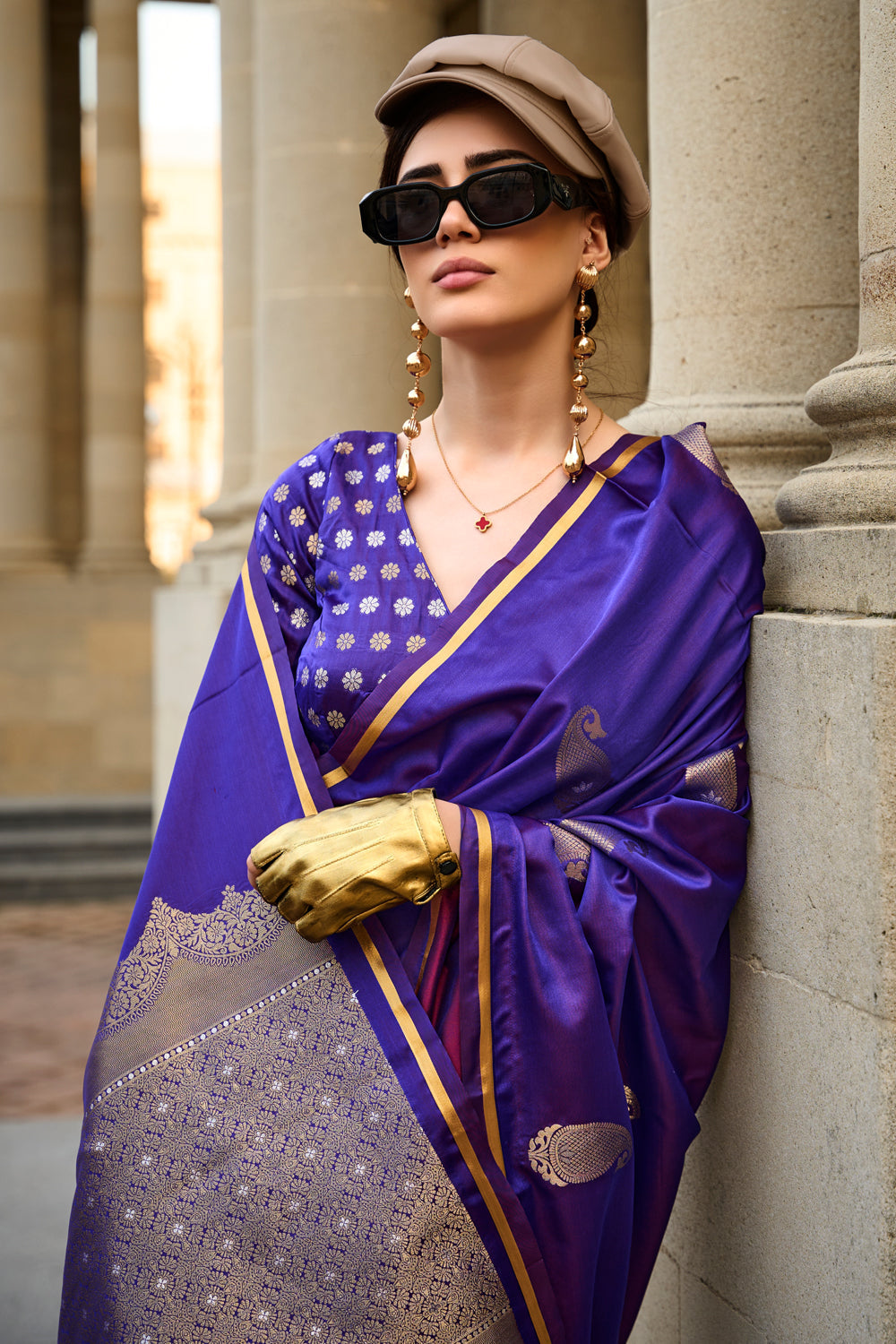 Purple Banarasi Silk Saree