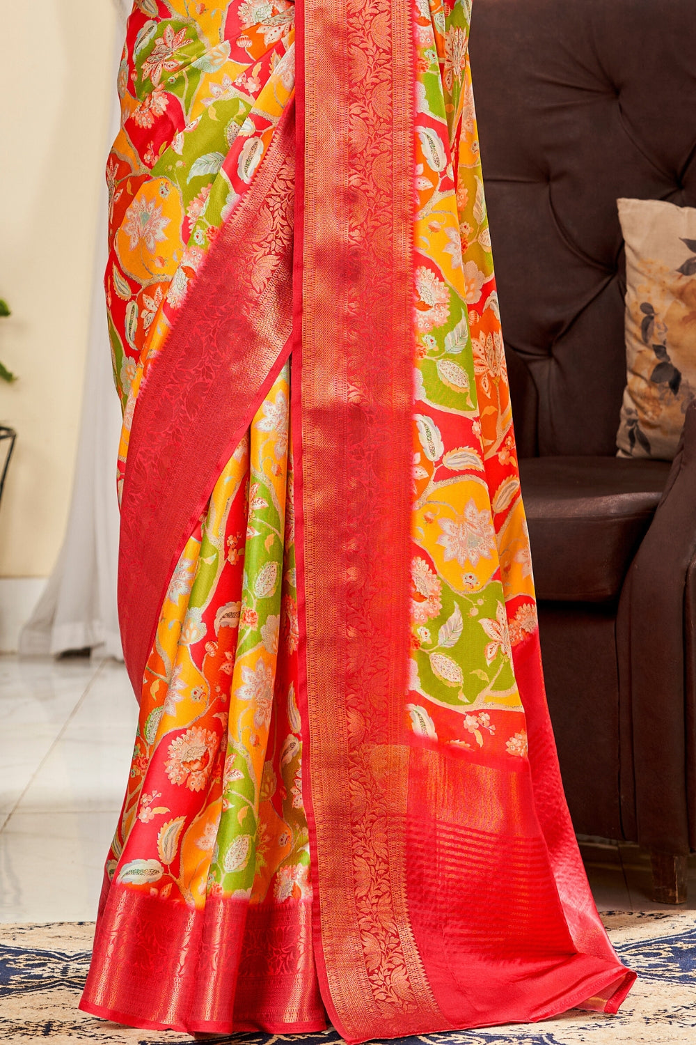 Multi Pure Satin Digital Saree