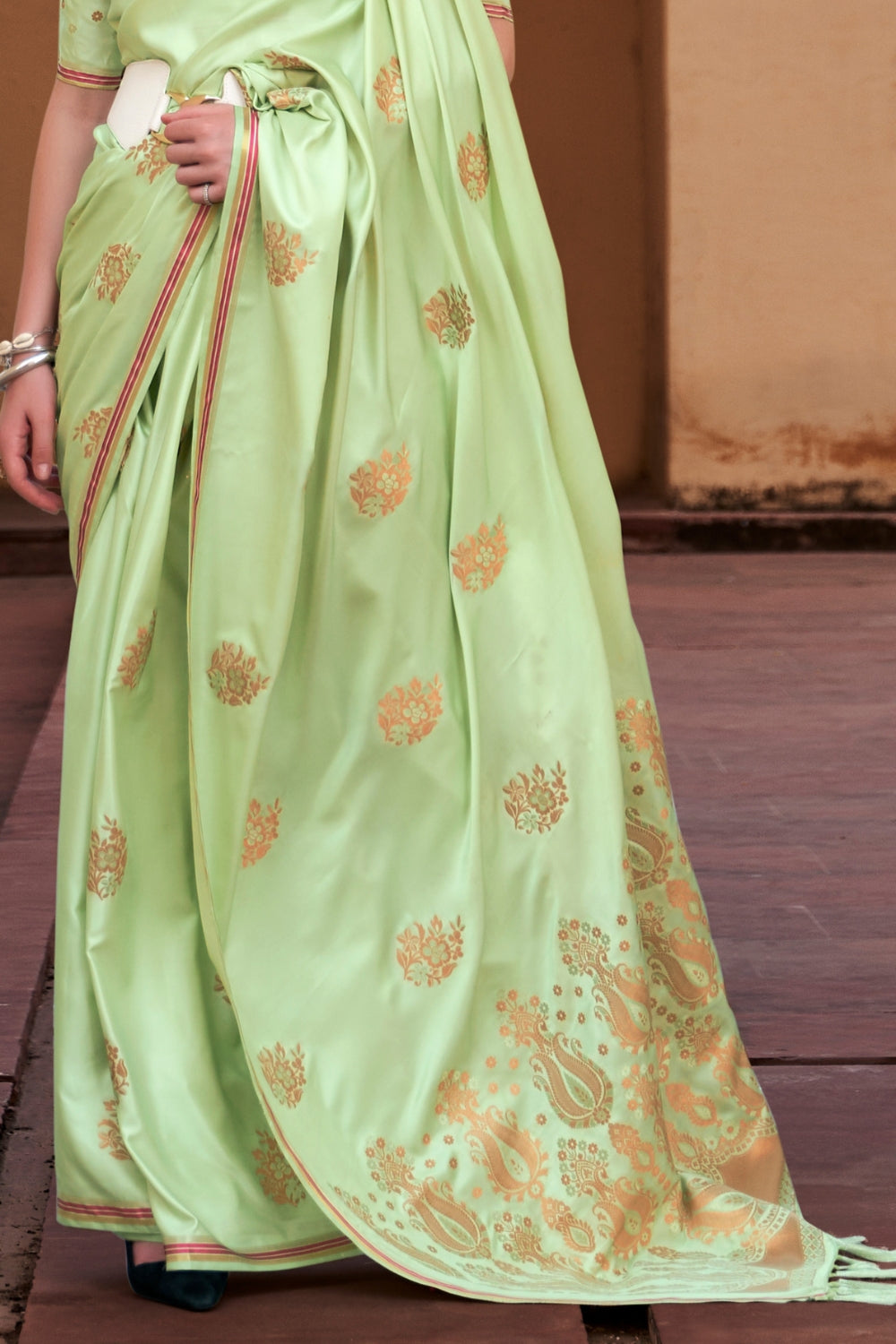 Light Green Satin Saree