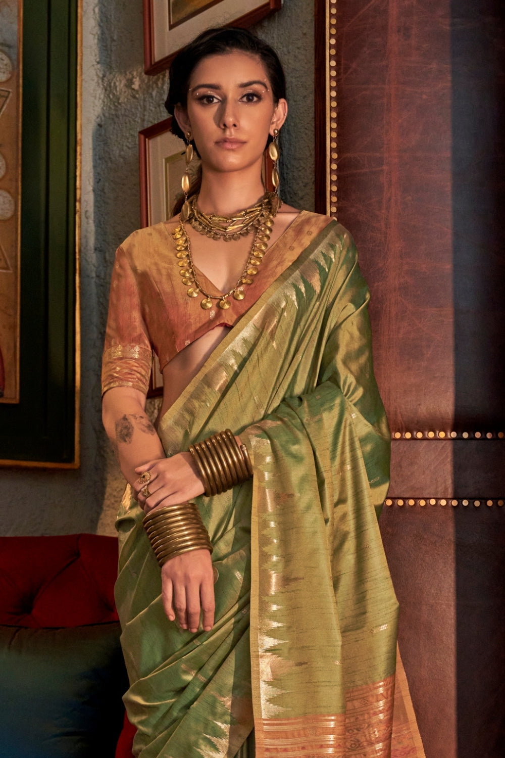 Golden Tussar Silk Saree