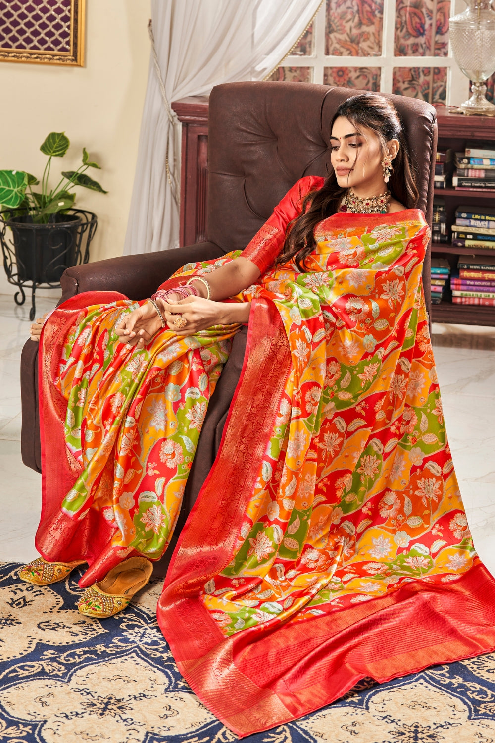 Multi Pure Satin Digital Saree