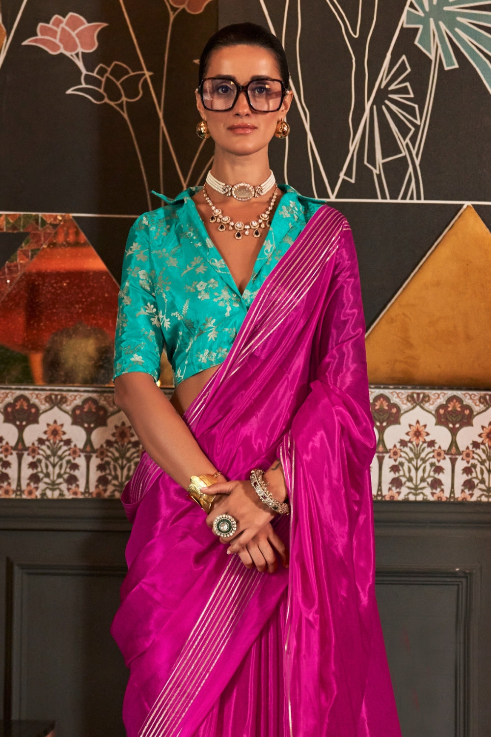 Flamingo Pink Viscose Saree