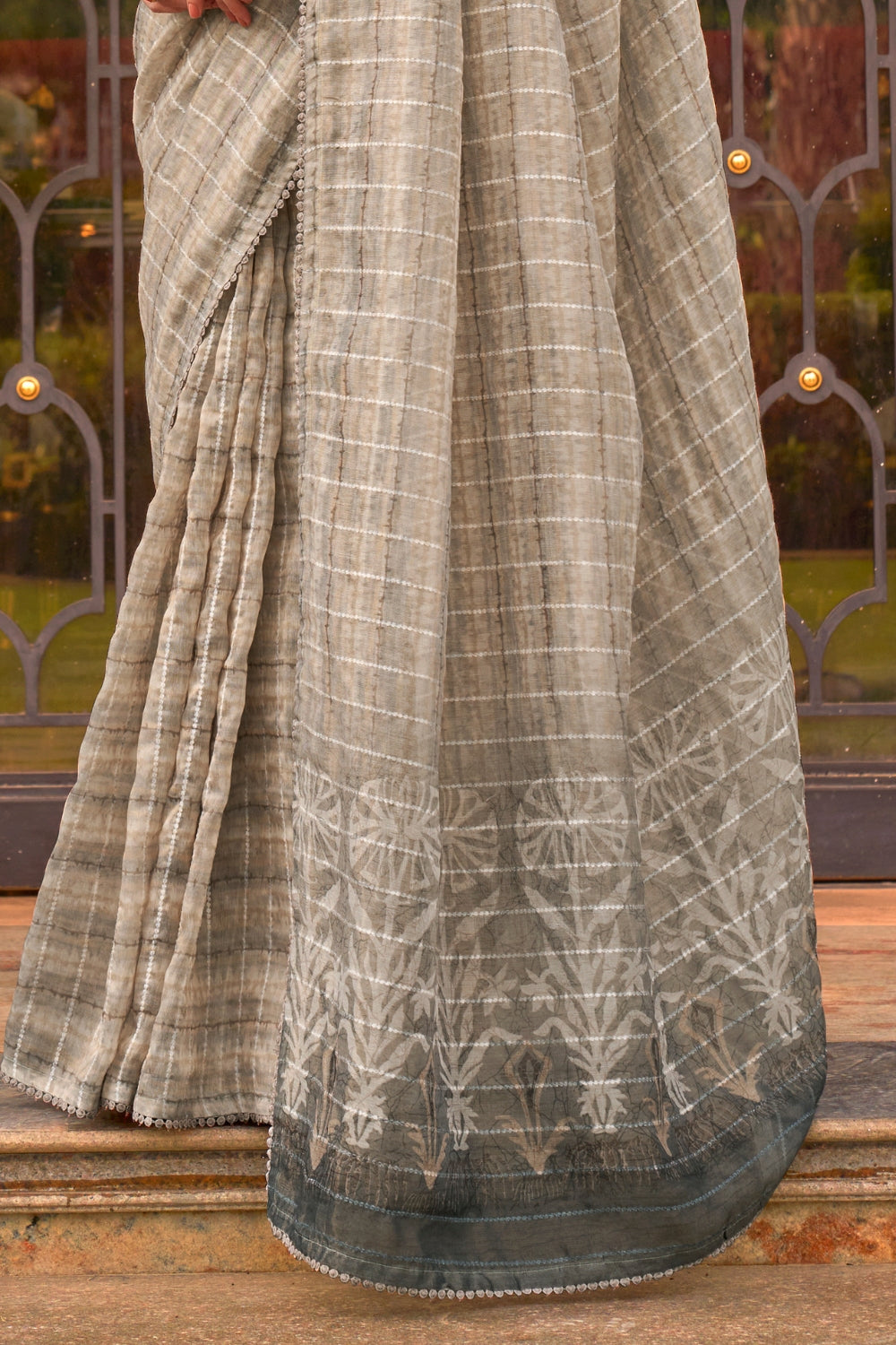 Grey Pure Tissue Silk Saree