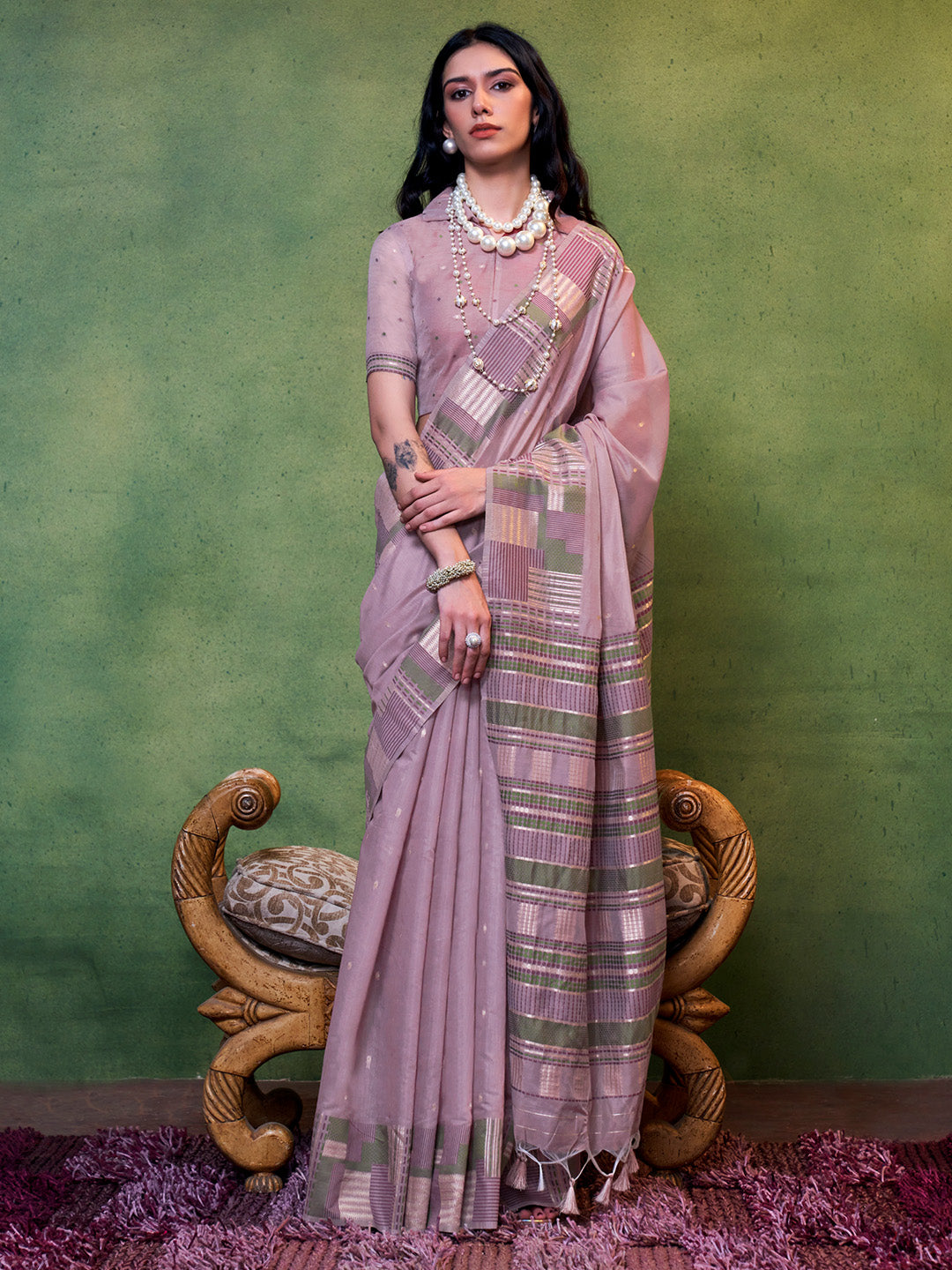 Burgundy Party Wear Silk Saree