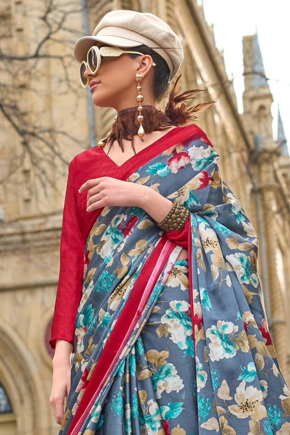 Multicolor Satin Silk Saree