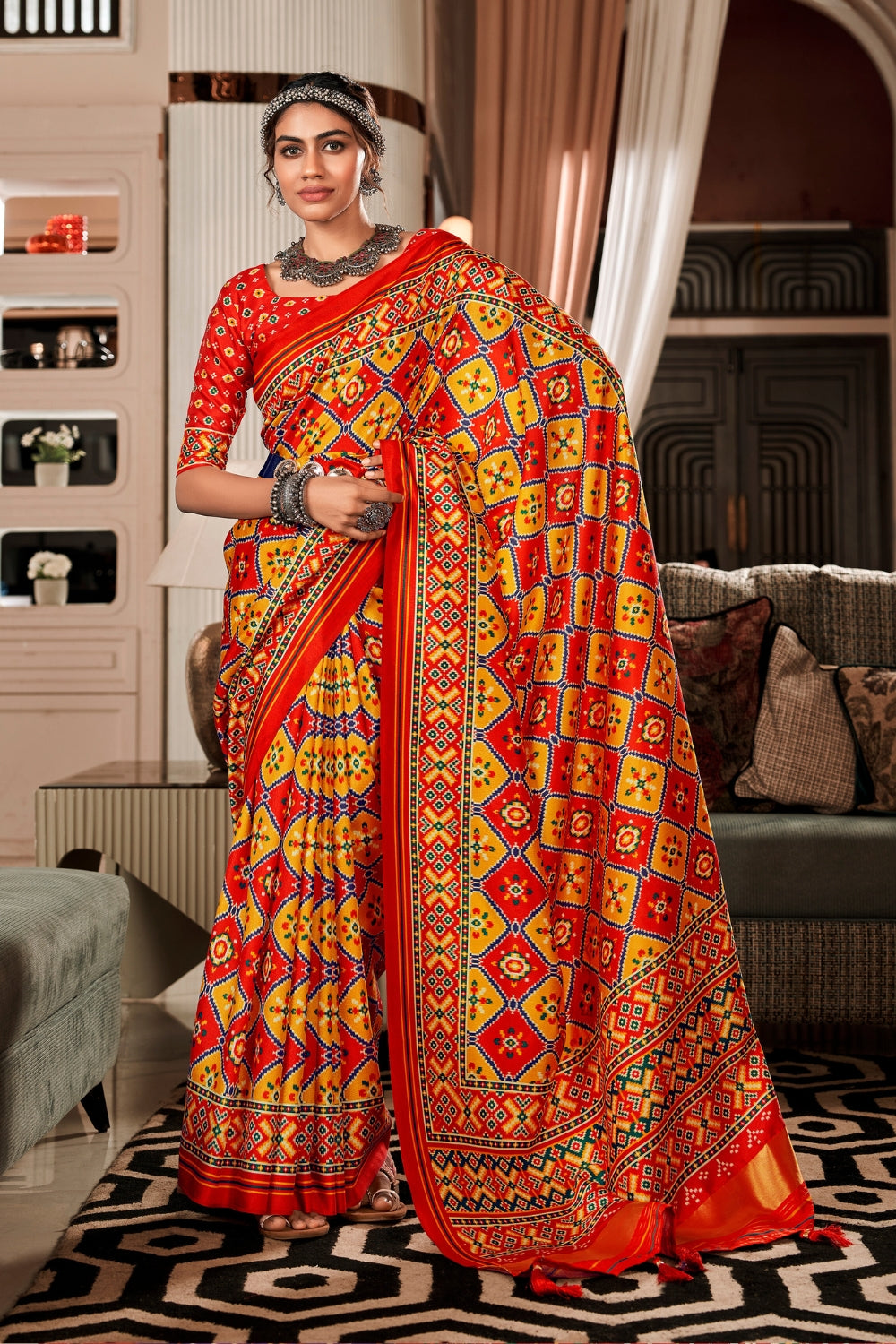 Red Pure Tusser Patola Saree