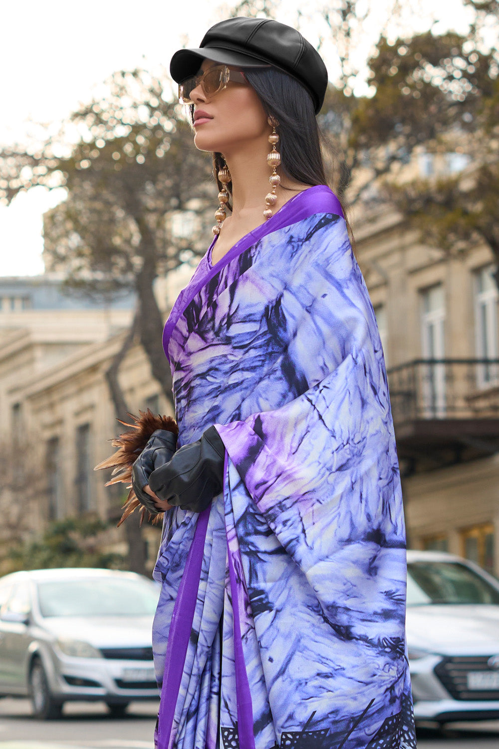 Blue Satin Silk Saree