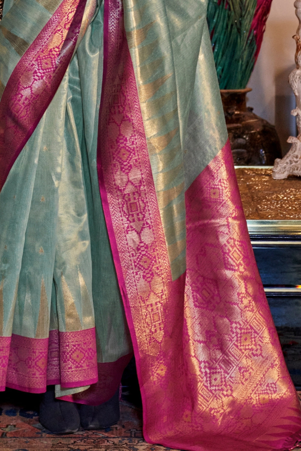 Light Green Zari Tissue Saree