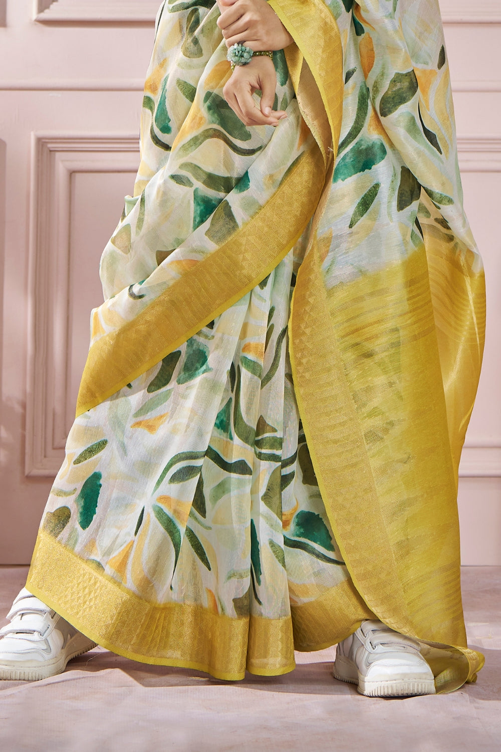 Mustard Digital Print Saree